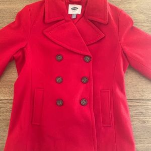 JOE FRESH SHORT RED PEA COAT